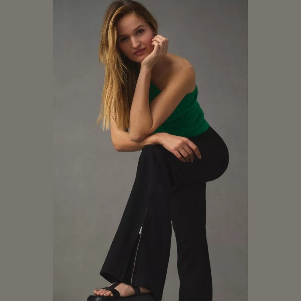 Anthropologie Low Rise Wide Leg Ankle Zip Pants Size 8